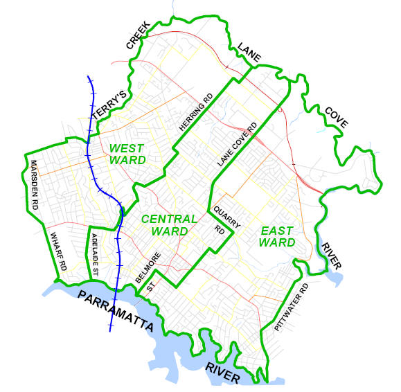 Ryde LGA wards map